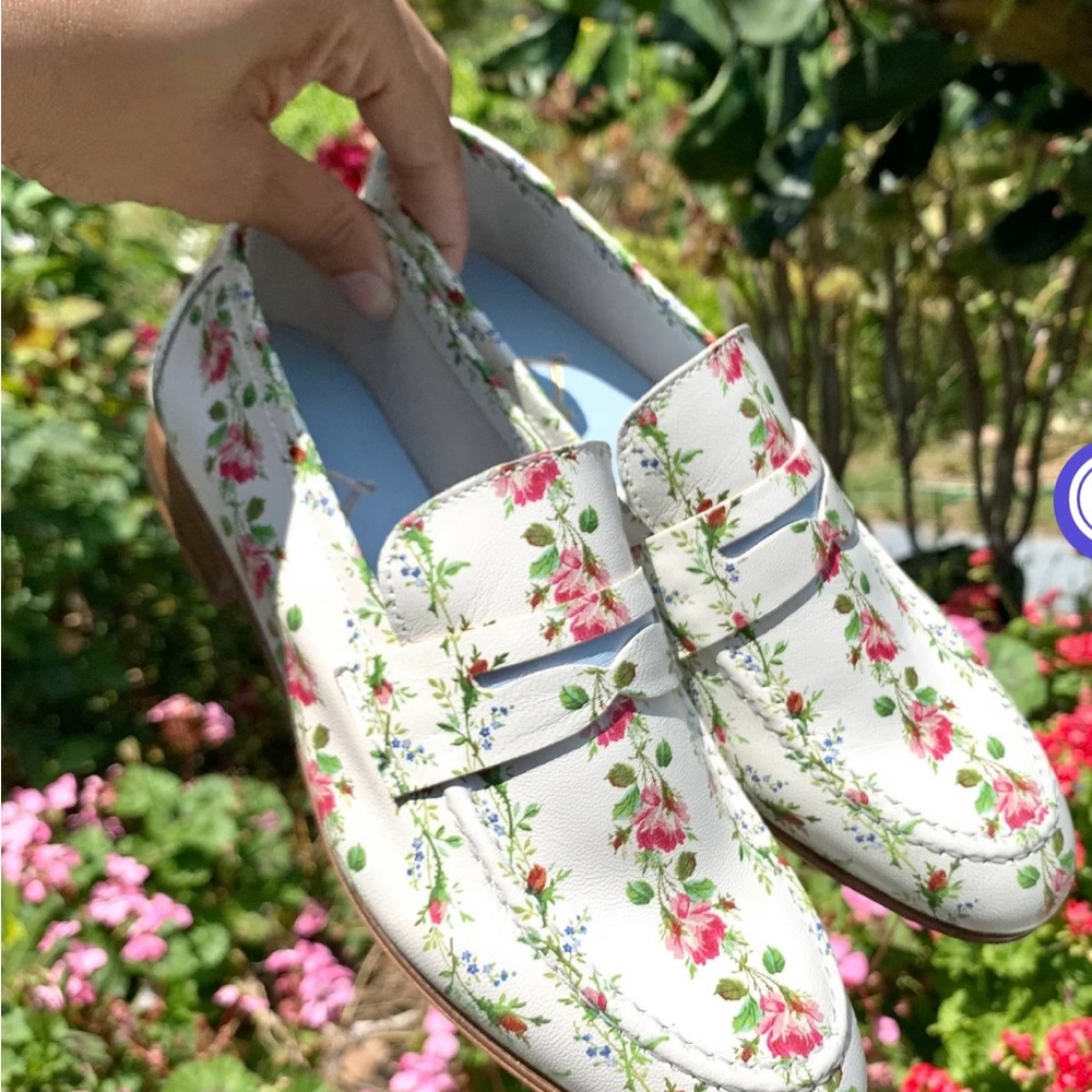 Floral White Slip-On Loafers for Men